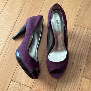 Purple suede stilettos size 8